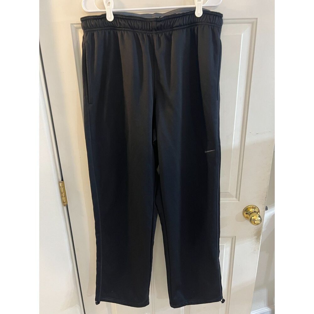 Nike Therma-Fit Black Fleece Lined Track Pants Sweatpants Mens XL 34x31 Outdoors